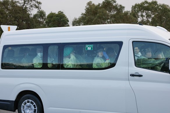 'Hantavirus' travelers arriving at Bullsbrook National Resilience Center in Bullsbrook.