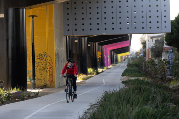 The well-used undercroft below SkyRail at Morland Station.