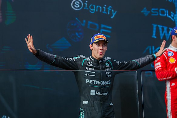 For the first time, Russell is also leading the drivers’ championship.