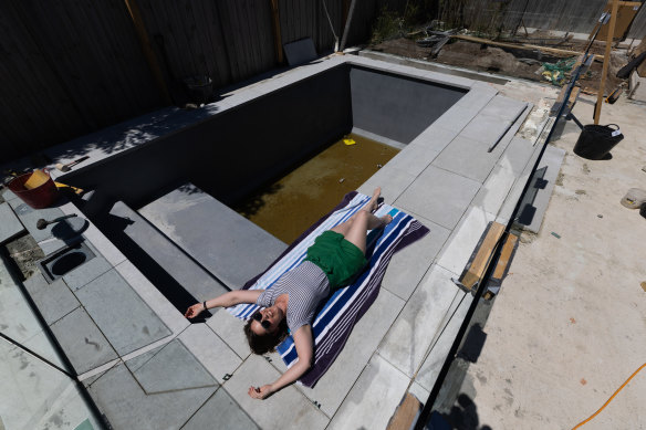 Mia de Rauch imagines the day that her pool is finished.