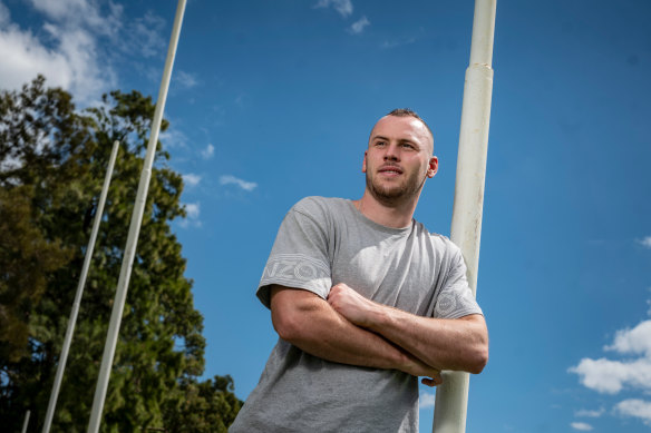 Former West Coast Eagle Daniel Venables near his home in Perth.