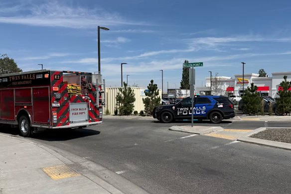 Police and fire crews respond to the shooting in Twin Falls. 