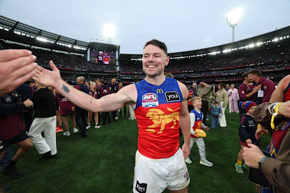 Lachie Neale leaves Brisbane with two Brownlow Medals and three premierships.