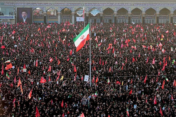 In this photo released by Iran’s Supreme Leader’s office, mourners attend funeral prayers held as part of a multi-days ceremony for the slain former supreme leader Ayatollah Ali Khamenei.