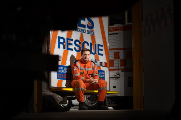 SES volunteer Jarrod Bell has been helping flood-affected communities in northern Victoria.