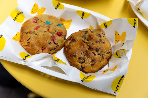 The M&amp;M (left) and Nutella cookies.