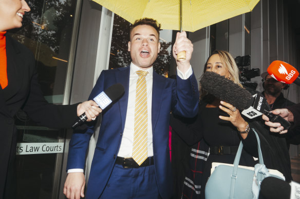 Former Seven network Spotlight producer Taylor Auerbach outside the Federal Court last year.