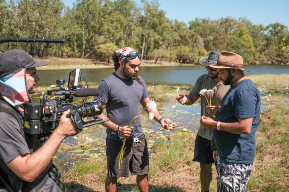 The team visited the community at Yellow Water (Ngurrungurrudjba) for the documentary.