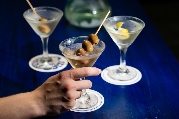 A dirty martini, wet martini and Bar Planet martini. 