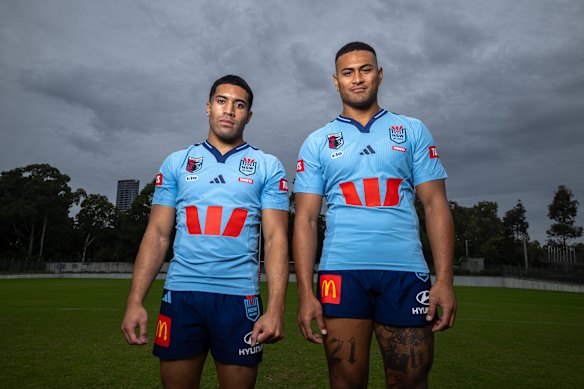 Manly pair Tolu Koula and Haumole Olakau’atu.