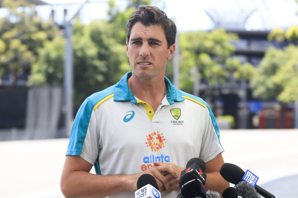 Test captain Pat Cummins emblazoned with the Alinta logo earlier this year.