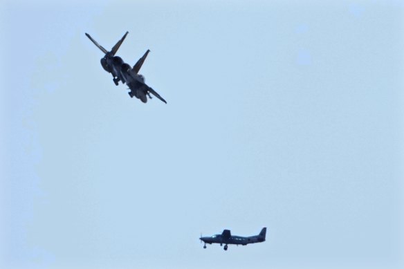Four Israeli warplanes flew at low altitude over Beirut while Nasrallah’s coffin was paraded into the stadium.