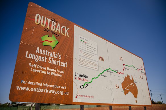 Road-sealing works are underway on the east-west Outback Way.