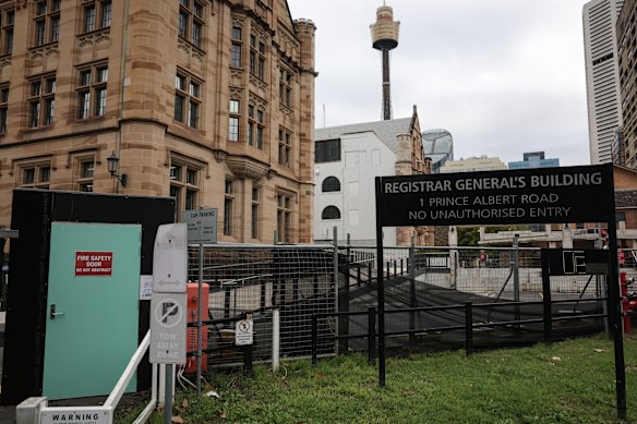 Modern additions to the rear of the Registrar General’s Building were bulldozed to make way for the square in 2023.