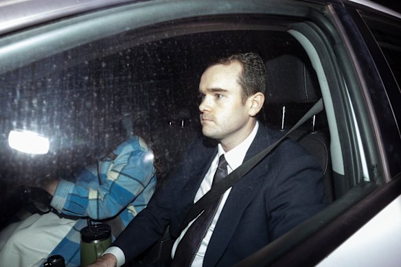 Jean-Claude Perrottet leaving the ICAC after giving evidence.