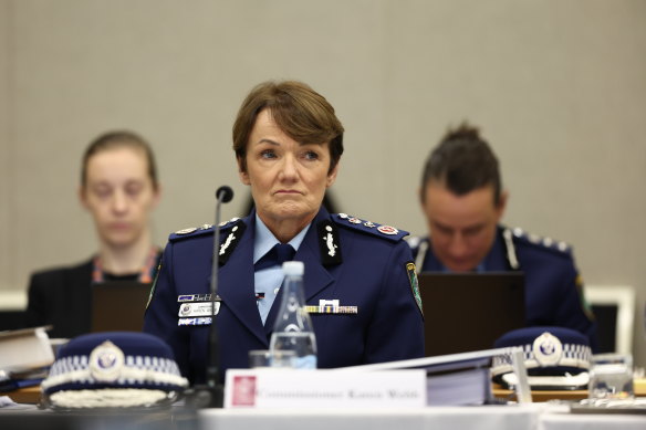 NSW Police Commissioner Karen Webb during budget estimates in November.