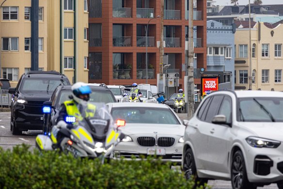 The motorcade for Israeli President Isaac Herzog. 