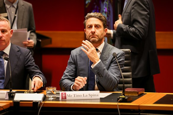 Healthscope CEO Tino La Spina at NSW budget estimates in February. 