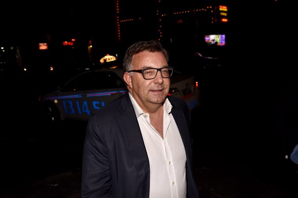 Michael Photios arrives at Ms G’s restaurant in Potts Point.