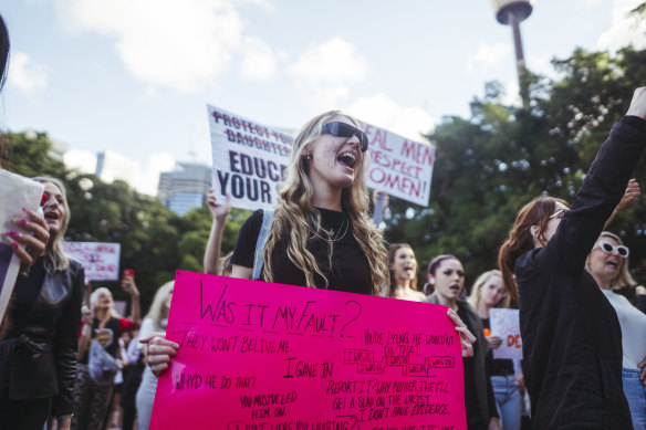 Participants in the No More: National Rally Against Violence 2024 held in Sydney.