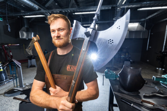 Blacksmith Rob Hayes is an expert maker of medieval armour and weapons. 