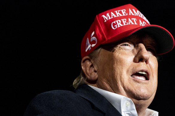 Former president Donald Trump speaks to thousands of supporters at an outdoor rally in Florence, Arizona earlier this month.