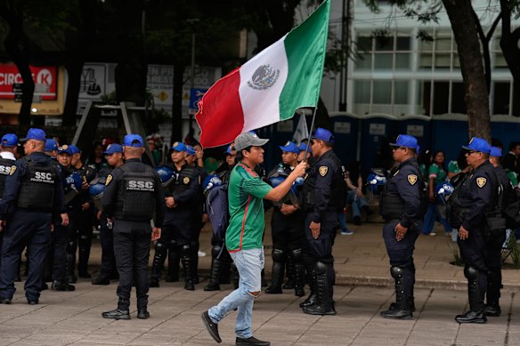 Mexican police will be out in force for the Mexico v England World Cup match on Monday (AEST).