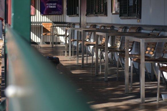 The front verandah of the Roebuck Hotel where the woman worked.