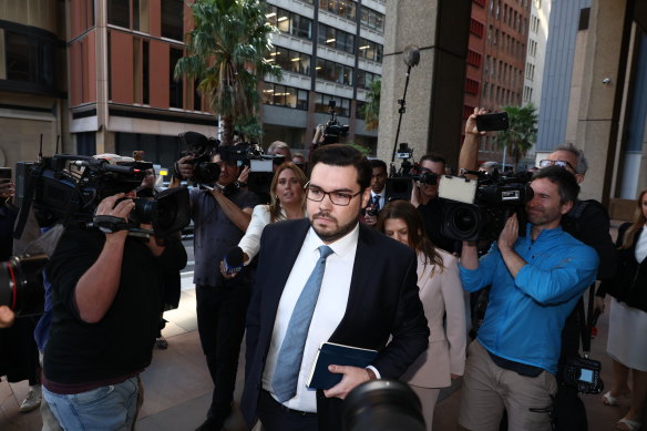 Bruce Lehrmann outside the Federal Court in Sydney on Monday.