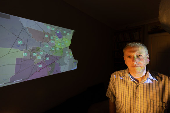 Geographic information systems professional Simon O’Keefe with Victoria’s public school zones.