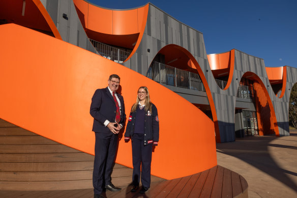 Heathdale Christian College principal Ross Grace and year 12 student Mia Wilkinson.