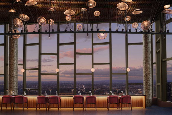 The bar at Atria in Melbourne’s new Ritz Carlton hotel offers excellent views over Melbourne.