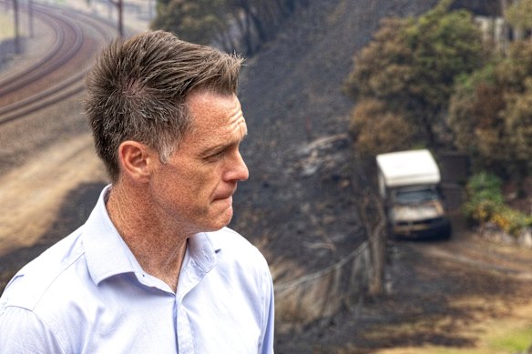 Premier Chris Minns visits areas affected by the Koolewong bushfire.