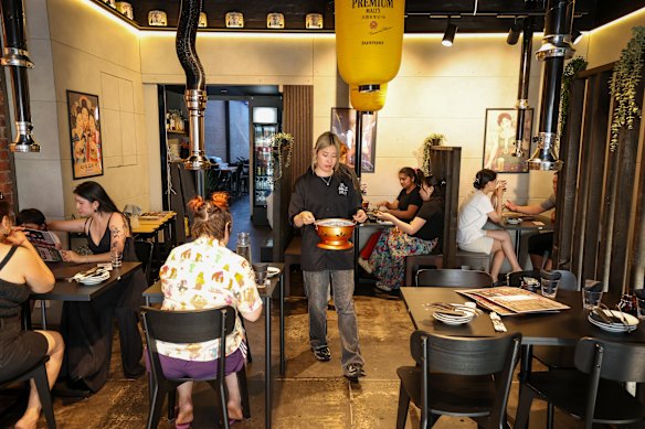 Inside the Carnegie restaurant.