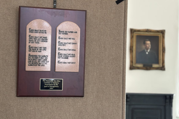 A copy of the Ten Commandments hang on a wall in the Bible belt in the US.