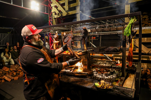 Adam Roberts doing a demonstration at Vivid Fire Kitchen.