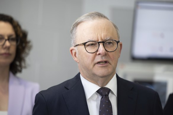 Prime Minister Anthony Albanese speaking to media on Tuesday morning.