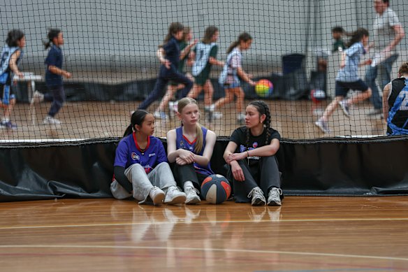Zara Garcia, Freya Morris and Skye Coonerty from the Westgate Imperials at RecWest community sports facility.