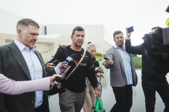 South Sydney coach Jason Demetriou arrives at club headquarters on Tuesday.