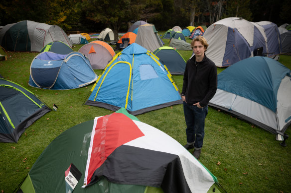 Jaan Schild helps run Students for Palestine in Victoria, now home to the most student protest camps in the country.