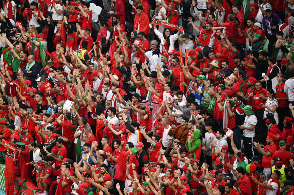 A sea of red in Qatar’s Al Bayt Stadium.