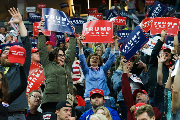 Many attending the rally cheered as Donald Trump spoke.