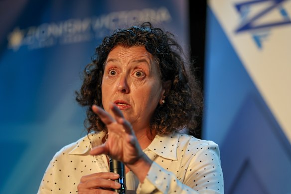 Monique Ryan speaks at a community forum last week.