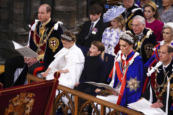 Prince Louis is seen yawning during the King’s coronation.