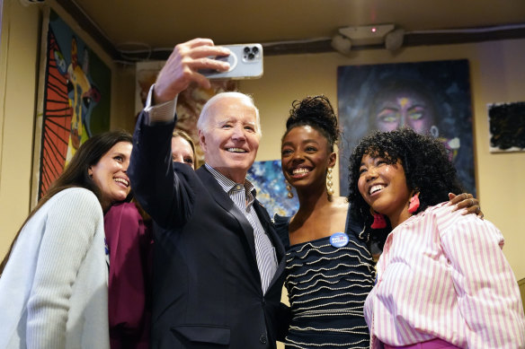 Joe Biden on the hustings in Charleston, South Carolina, on Sunday. 