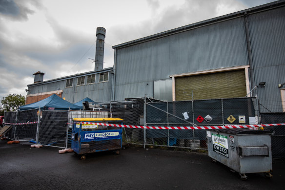 One of the two sheds shut down at the Alphington site over asbestos fears.