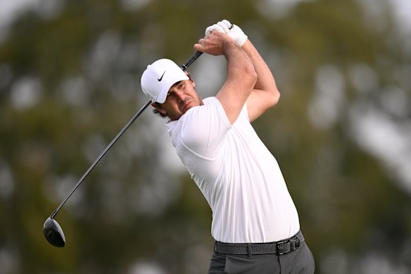Brooks Koepka during a practice round ahead of PGA Tour return this week.
