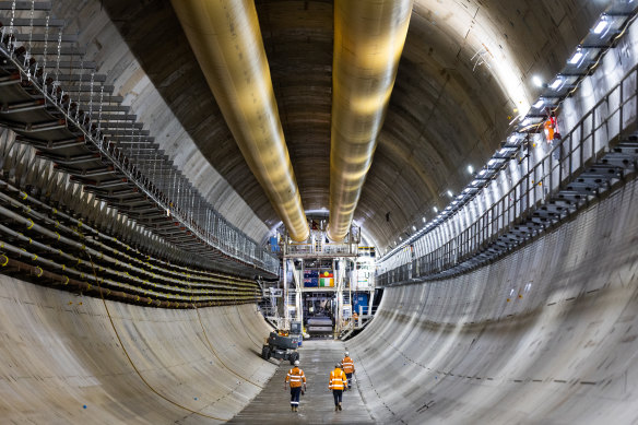 Two massive boring machines similar to those used for Melbourne’s Westgate Tunnel, pictured, will be used by Acciona.