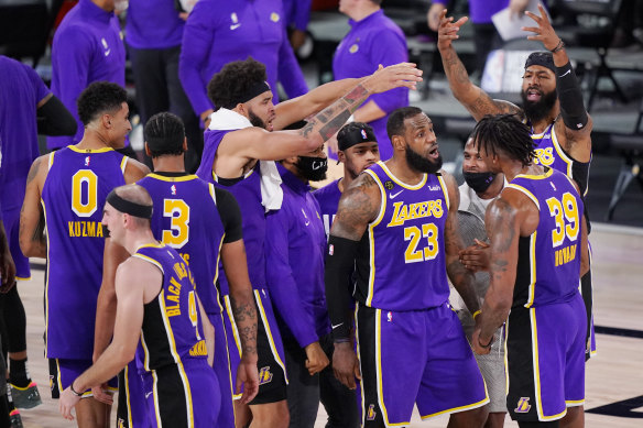 The Lakers will face either Miami or Boston.