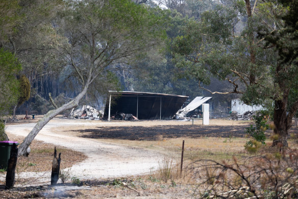 A burnt shed near Beaufort.